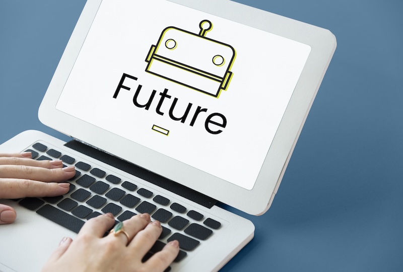 Laptop med texten future